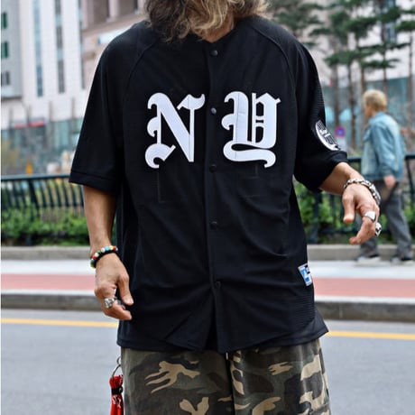 ByTheR/ NY Baseball Shirts "WHITE/BLACK"