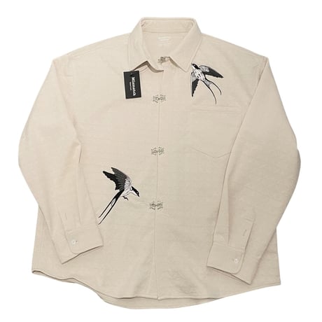 Mismatch NYC/swallow embroidery  shirts CREAM