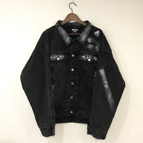 Mismatch NYC/2pac paint denim jacket BLACK