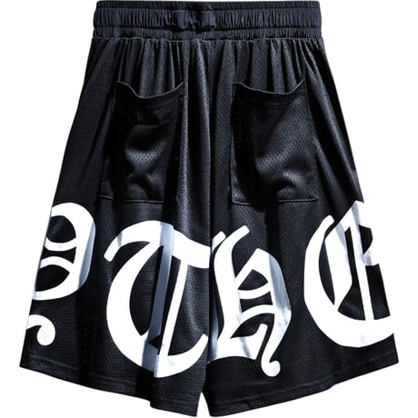 By The R/Big Lettering Mesh Shorts BLACK
