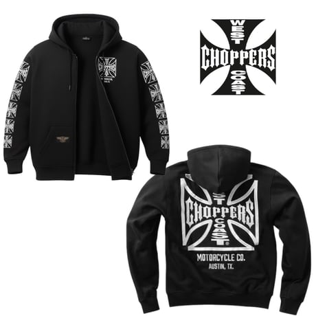 West Coast Choppers/ W.C.C Logo Zip Up Hoodie "BLACK"