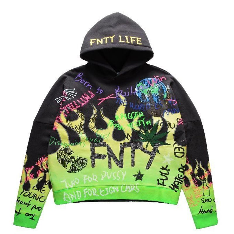 FNTY/Flying FLAME Hoodie FADED BLACK | BINGOSTA