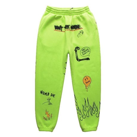 FNTY/Flying FLAME Sweat pants Neon Yellow