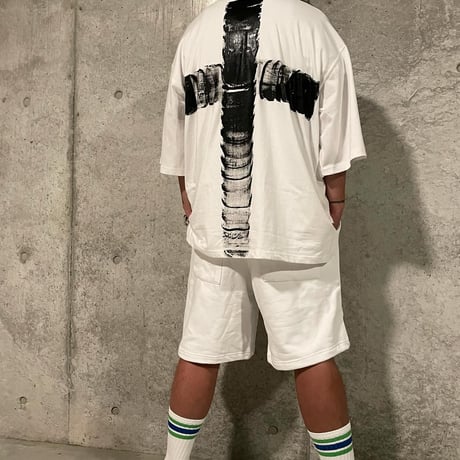 By The R/ Cross Paint Cotton Tshirts WHITE (SET UP)