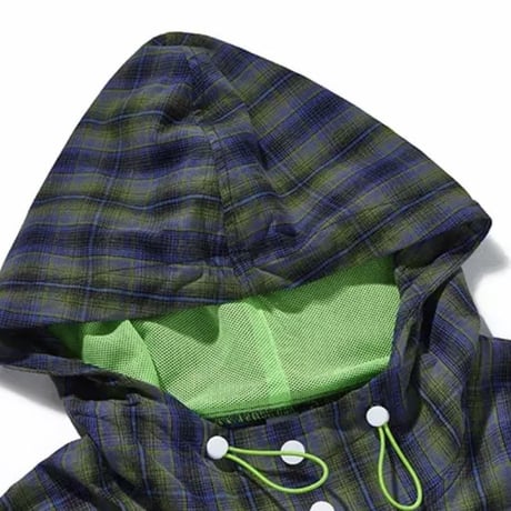 WOSS.official/Plaid Anorak Jacket GREEN