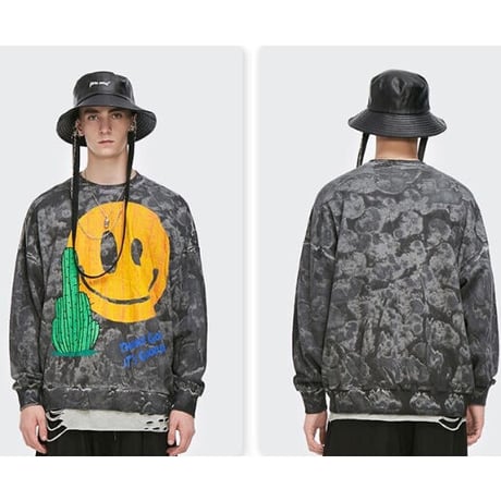 WOSS.official/Smile cuctus Crewneck 　”TIE DIE”