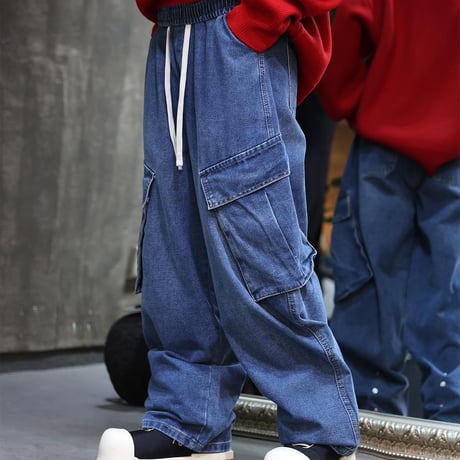 By The R/ Snap Wide Cargo Denim  BLUE