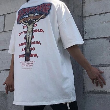 Mismatch NYC/Washed cross Tee  WHITE