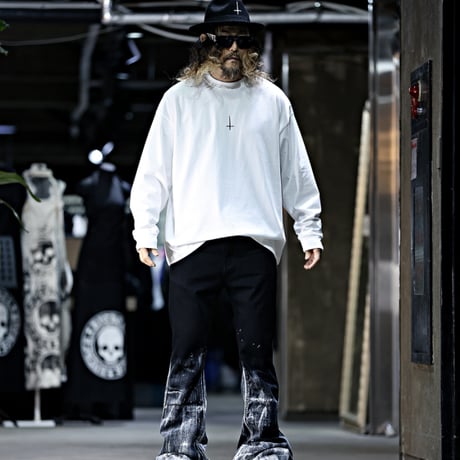 By The R/ Cross Paint Cotton LongSleeve Tee WHITE