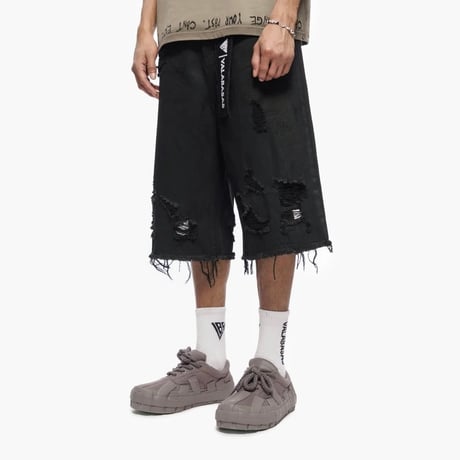 VALABASAS / Snapped Denim Shorts "Black Wax"