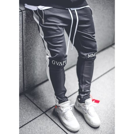 GUAPI/Track Pants　BLACK  (white line)