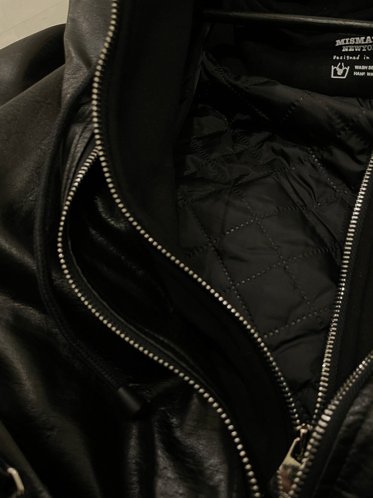 Mismatch NYC/Oversized Hooded Leather Jacket |