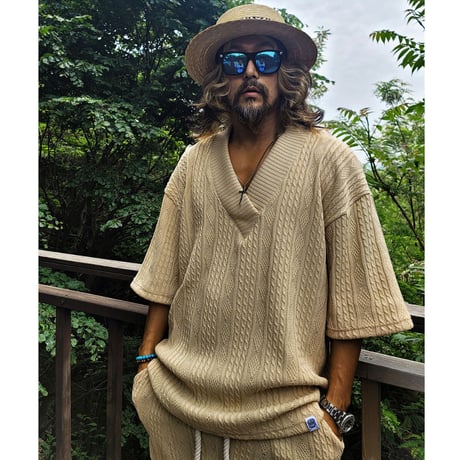 By The R/ Summer Knit Vneck SET UP "BEIGE"
