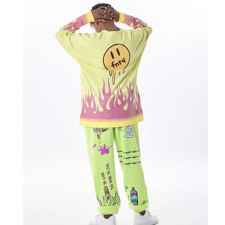 FNTY/Flying FLAME Crewneck NEON YELLOW