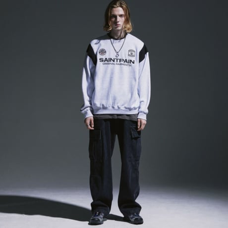SAINT PAIN/Saint Club Varsity Crewneck "GRAY"