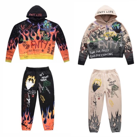 FNTY/Flying FLAME PANTS BLACK