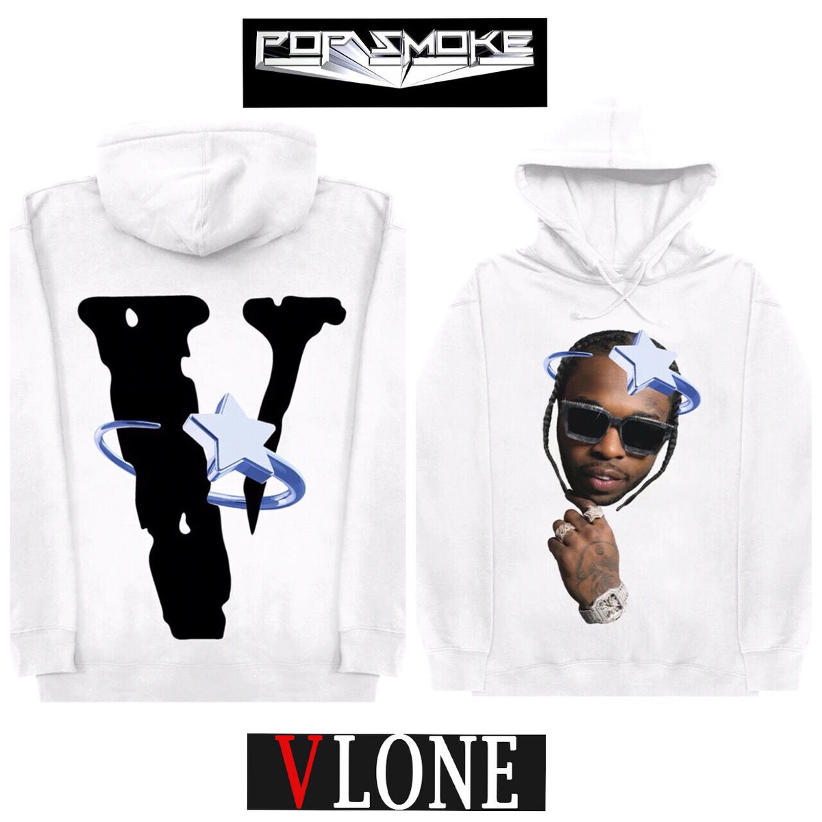 Pop Smoke x Vlone Halo Hoodie パーカー VLONE x Pop Smoke Halo White Hoodie Sweatshirt. • | Depop
