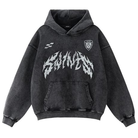 SAINT PAIN/Metal Logo wash hoodie