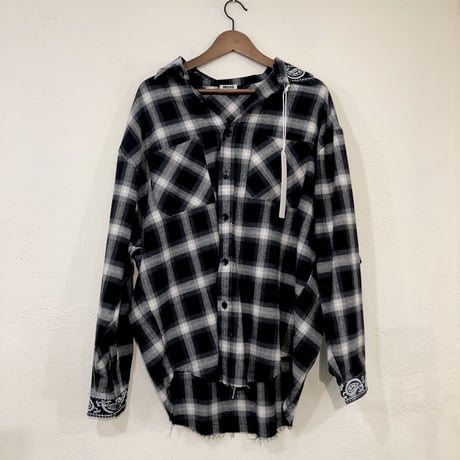 WOSS.official/Oversized BANDANA flannel shirts BLACK