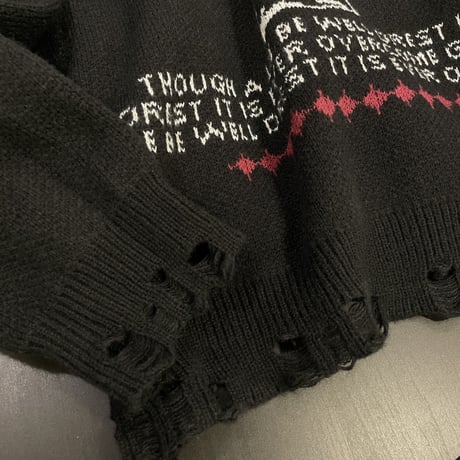 Mismatch NYC/ Cross Damage Knit  BLACK
