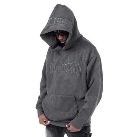 WOSS.official/ Oversized  Suede Hoodie DARK GRAY