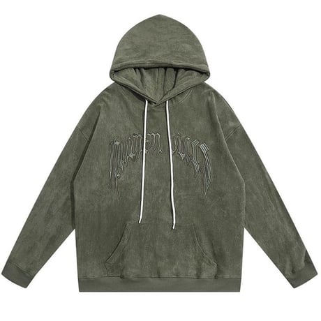WOSS.official/ Oversized  Suede Hoodie KHAKI
