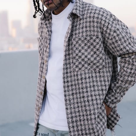 MNML/Tweed flannel Shirts BROWN