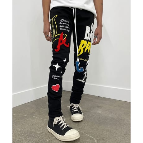LIFTED UNCHORS/PUFF Print  BLACK DENIM