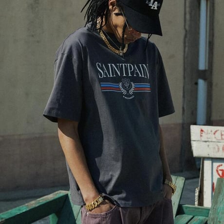 SAINT PAIN/Classic LOGO Tee charcoal