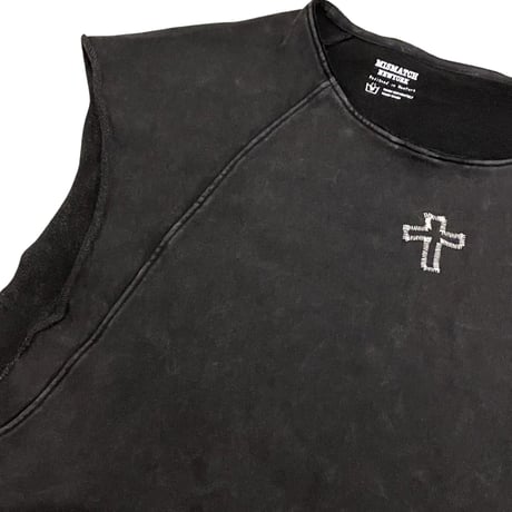 Mismatch NYC/Oversize CutOff Crewneck "Wash Black"