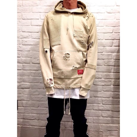 Reason Clothing Newyork/Dameged フーディー・  ベージュ