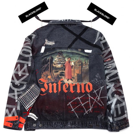 BLACK BLOND/CUSTOM Denim Jacket(Washed Black）