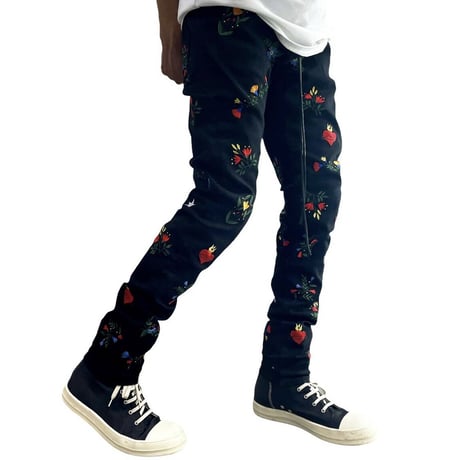 LIFTED ANCHORS/Flower BLACK DENIM