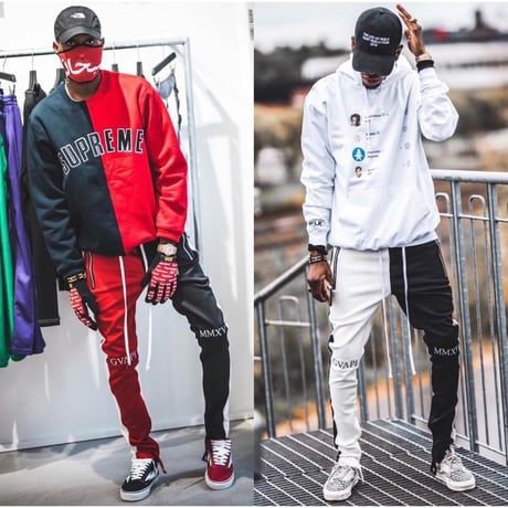 GUAPI/FUSION Track Pants　BLACK×WHITE
