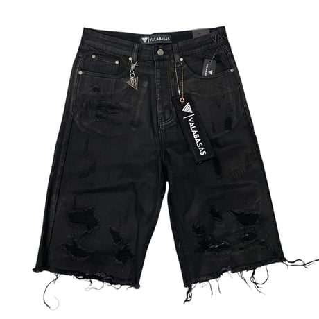 VALABASAS / Snapped Denim Shorts "Black Wax"