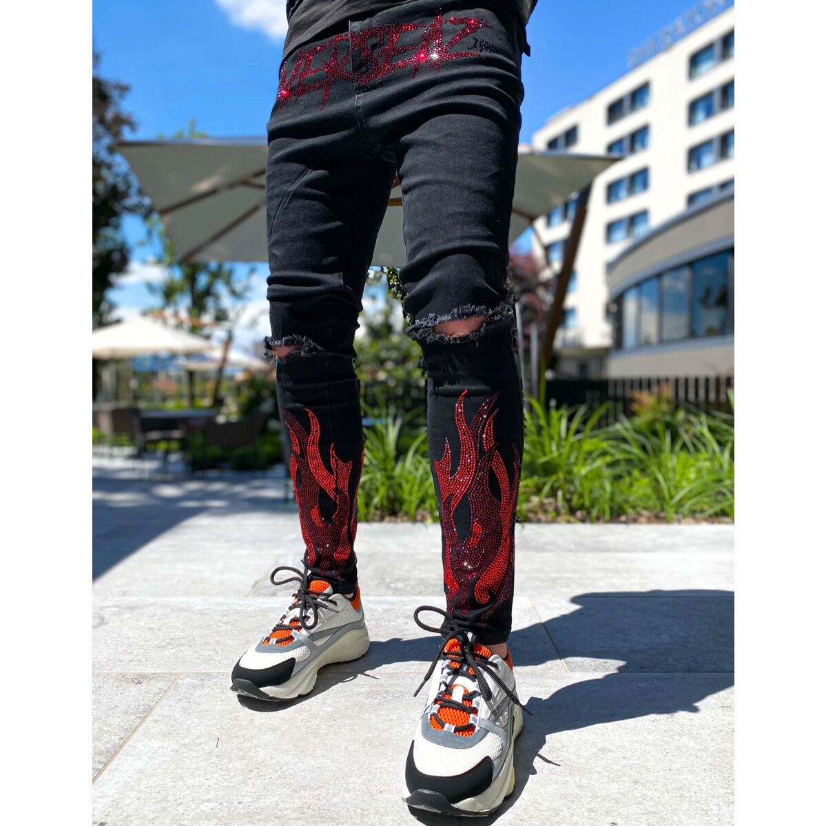 28 ファッション GUAPI ライトストーン フレアパンツ