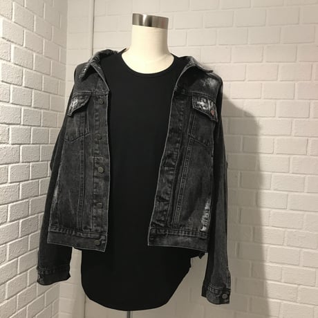 Mismatch NYC/2pac paint denim jacket BLACK
