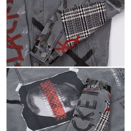 BLACK BLOND/CUSTOM Denim Jacket(GREY)