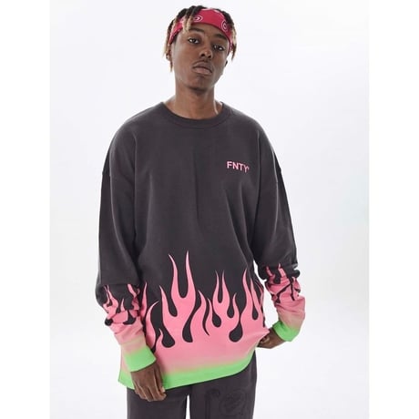 FNTY/Flying FLAME Crewneck FADED BLACK
