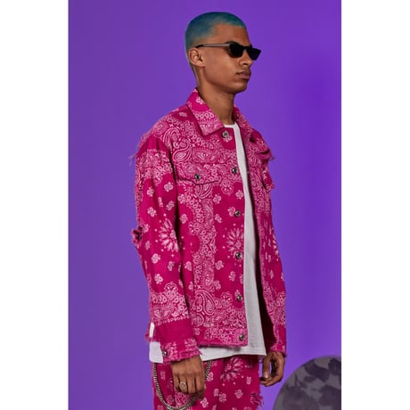 BOOHOO/BANDANA Denim Jacket PINK