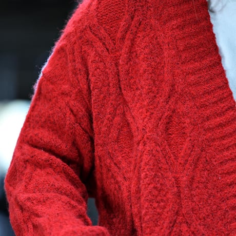 By The R/ Big Button Knit Cardigan (Cream/Red)