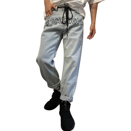 BLACK BLOND/BORDER GRAFFITI SMILE LOGO DENIM (BLUE)