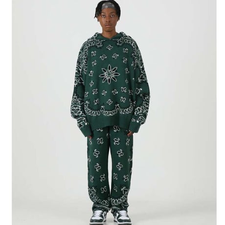 FNTY/Knitted Paisley  Hoodie  "GREEN "