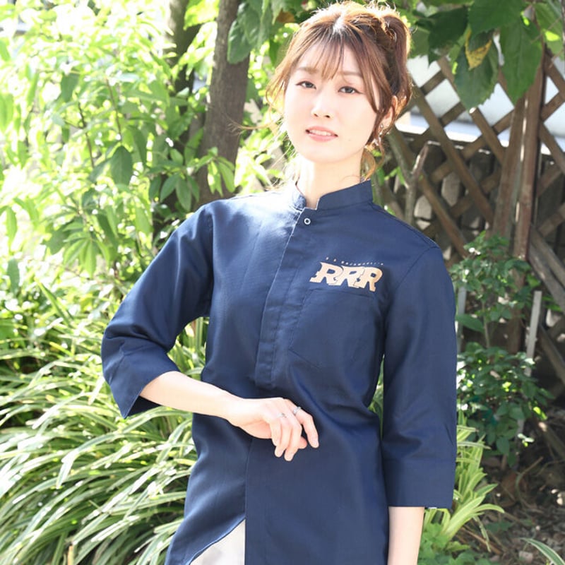 RRR クルタ風スタンドカラーシャツ -ネイビー- | games-glorious