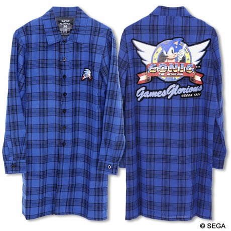 SONIC THE HEDGEHOG  プラッド ロングシャツコート