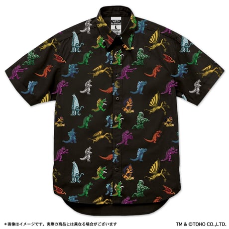 ゴジラ モンスターズ Pixel総柄シャツ