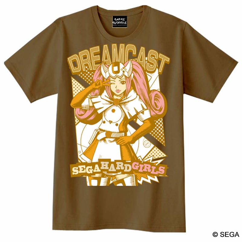 セガ・ハード・ガールズ x ドリームキャスト Tシャツ -ブラウン