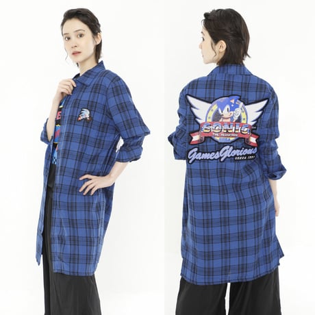 SONIC THE HEDGEHOG  プラッド ロングシャツコート