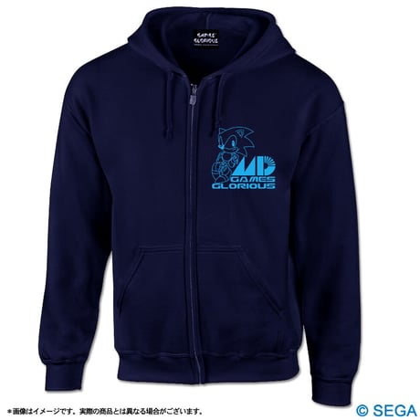 【限定】SONIC x MEGA DRIVE ジップアップパーカー 黒/紺