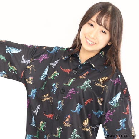 ゴジラ モンスターズ Pixel総柄シャツ